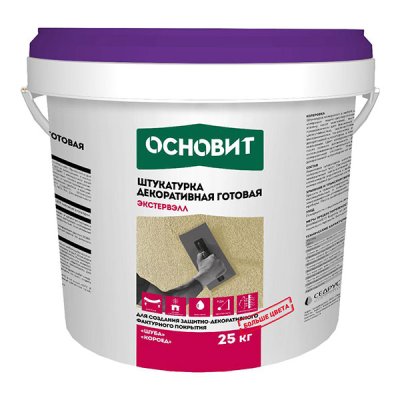 Декоративная штукатурка Основит Экстервэлл OSS «Шуба» супербелая подробно