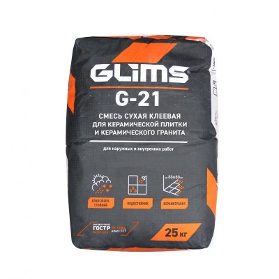 Плиточный клей GLIMS®G-21 для керамической плитки и керамического гранита подробно