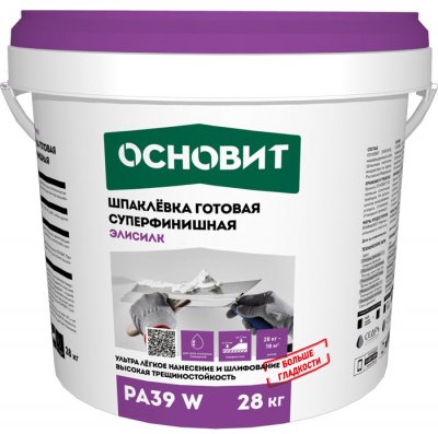 Шпаклёвка готовая суперфинишная Основит Элисилк PA 39 W подробно