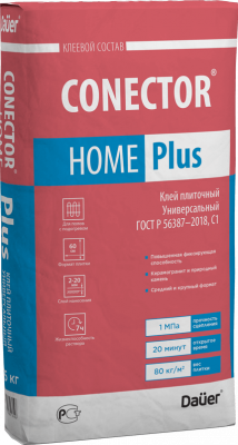 CONECTOR® HOME PLUS ГОСТ Р 56387 Клей плиточный Универсальный 25 кг подробно