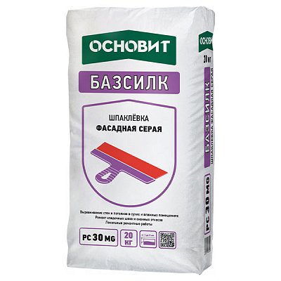 подробно Шпаклёвка цементная универсальная серая Основит Базсилк PC 30 MG