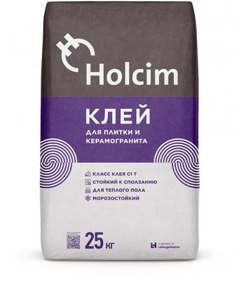 Клей для плитки и керамогранита Holcim C1T подробно