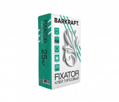 подробное фото Гипсовый клей для ПГП, ГКЛ, элементов из гипса BARKRAFT FIXATOR, 25 КГ