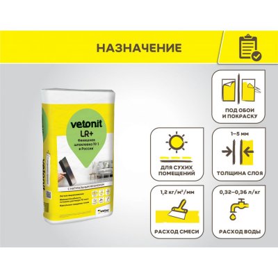 Финишная шпаклевка Vetonit LR+ подробно