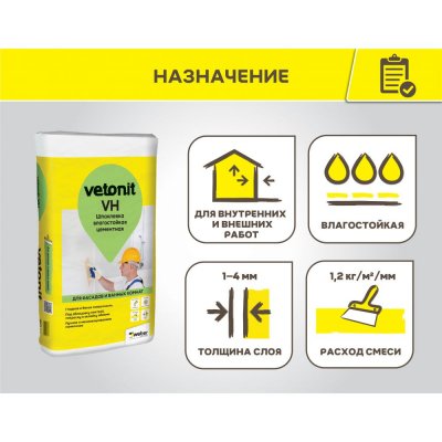Шпаклевка влагостойкая цементная Weber.Vetonit VH подробно