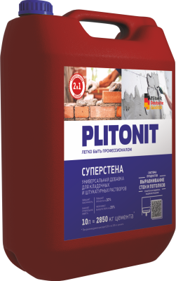 картинка PLITONIT СуперСтена -10 универсальная добавка для кладочных и штукатурных растворов