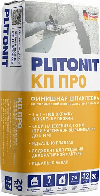 подробно PLITONIT КПpro - 3 финишная шпаклевка на полимерной основе для стен и потолков