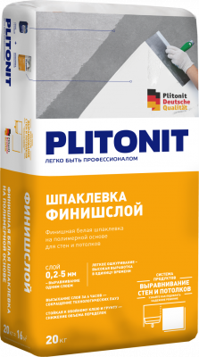 Финишная белая шпаклевка на полимерной основе PLITONIT ФинишСлой 20 кг подробно