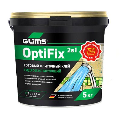подробно Плиточный клей GLIMS®OptiFix с гидроизоляционным эффектом