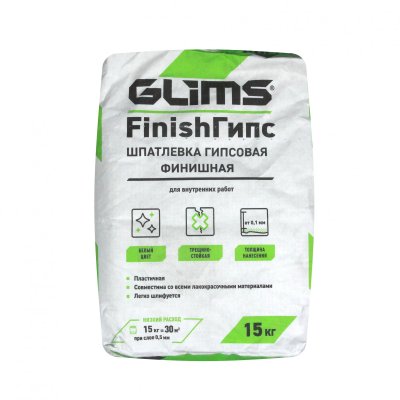 Шпатлевка гипсовая GLIMS®FinishГипс финишная подробно