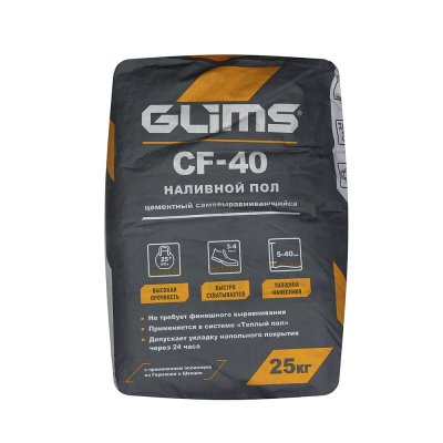Наливной цементный пол GLIMS®CF-40 самовыравнивающийся подробно