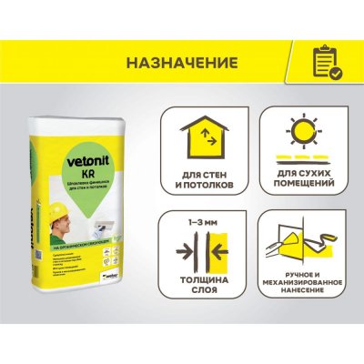 Шпаклевка финишная белая Weber.Vetonit KR подробно