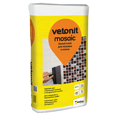 подробно Белый клей для мозаики и камня Weber.Vetonit Mosaic