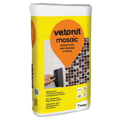 Белый клей для мозаики и камня Weber.Vetonit Mosaic подробно